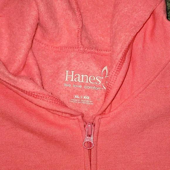 Hanes Zip Up Coral Hoodie XL - Picture 3 of 3